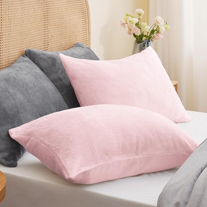 BEDELITE Flannel Pillow Cases Queen Size Set of 2, Super Soft Fleece Pillowcases - Image 2