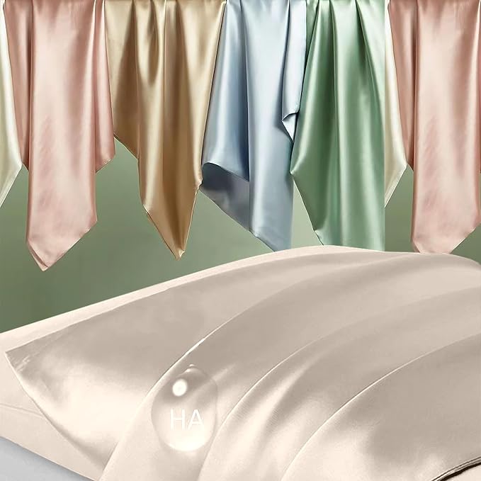 Silk Pillowcase 2 Pack, Natural Mulberry Silk Pillow Case, Anti Acne Silk - Image 2