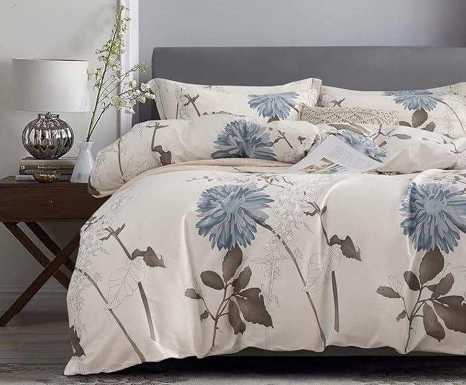 SLEEPBELLA Duvet Cover Full Size, 600 Thread Count Cotton Botanical Flowers by SLEEPBELLA