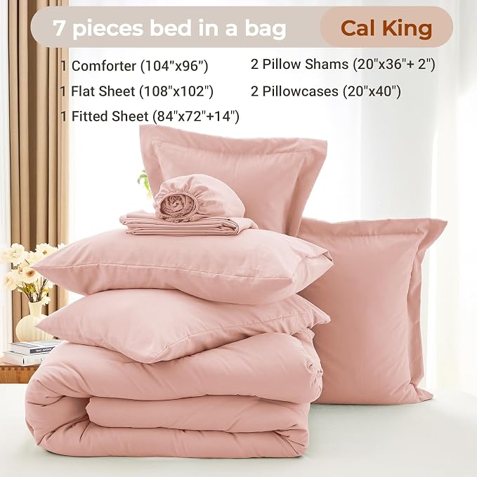 MUXHOMO 7 Pieces California King Comforter Set, Soft Bed in a Bag Cal King Size - Image 4