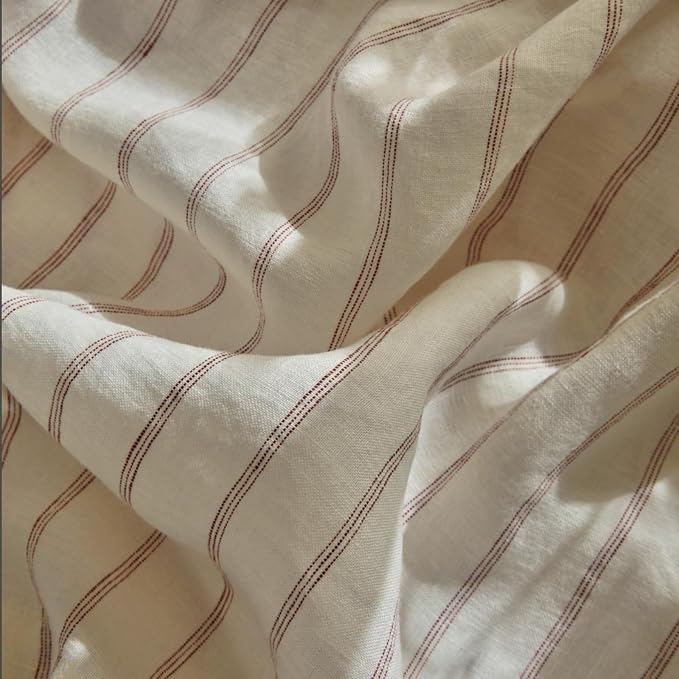 mixinni Striped Duvet Cover Set Full Size, 3 Piece Cotton Linen Blend Bedding - Image 6
