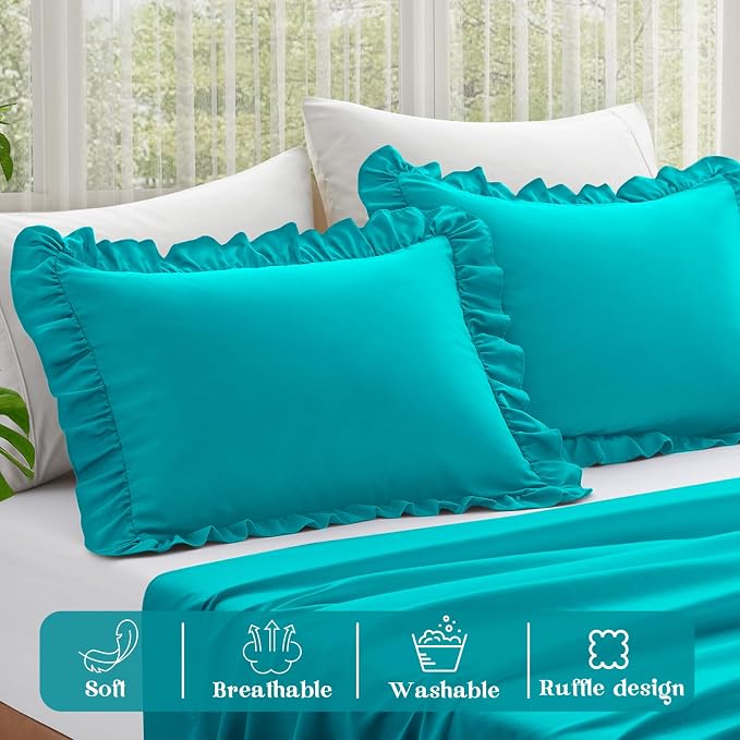 KKJIAF Ruffle Pillow Cases Standard Size Set of 2, Ruffled Pillow Covers - Image 4