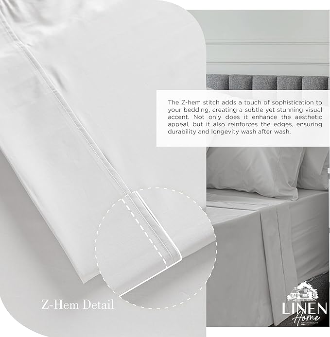 Linen Home 100% Cotton Percale Sheets Twin Size, Deep Pocket, 3 Pieces Set - Image 3