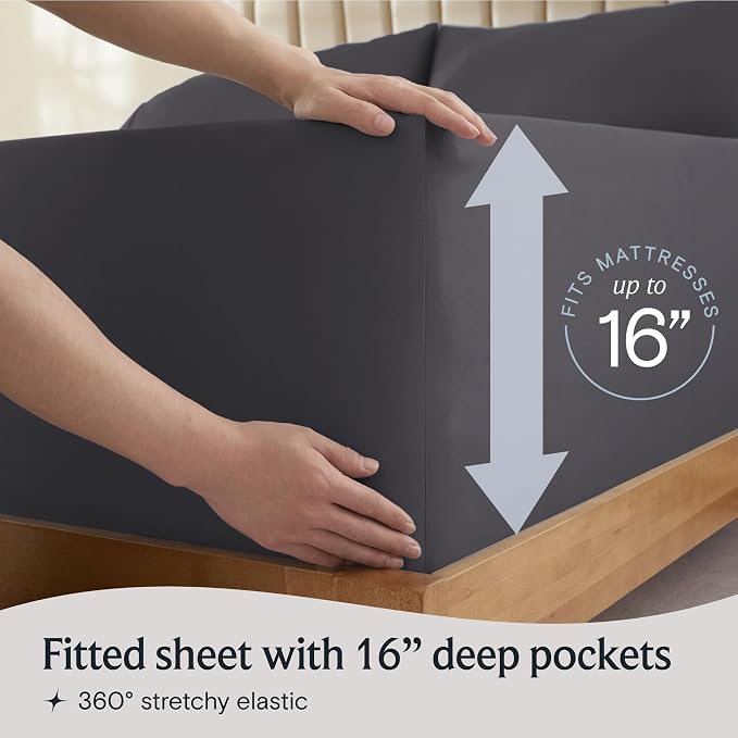 LuxClub 4 PC Full Size Sheet Set Sheets Deep Pockets 18" Wrinkle Free Cooling - Image 6