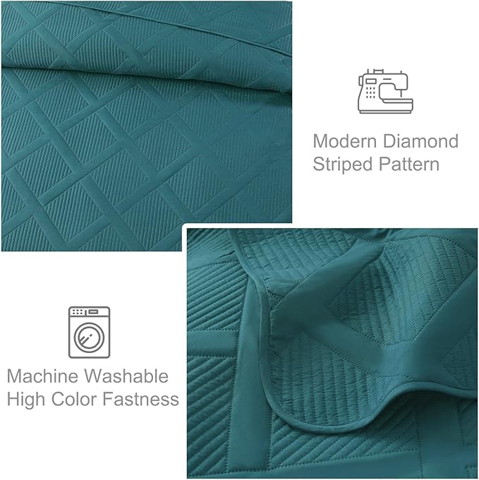 Exclusivo Mezcla King Quilt Set- Teal Quilts Bedding Set - Image 5