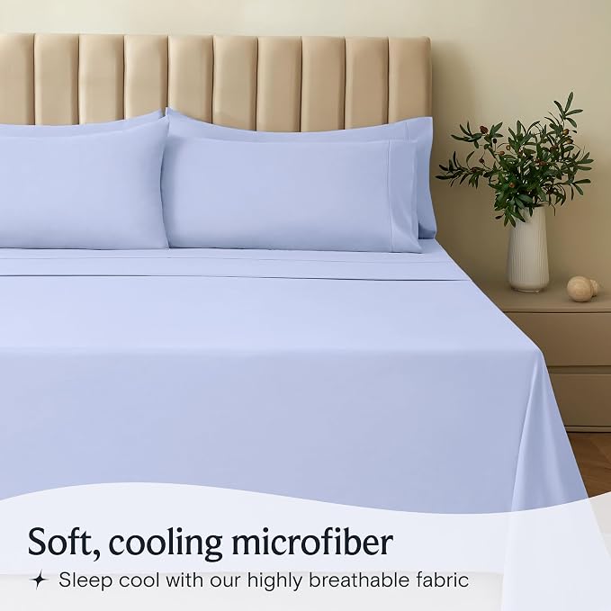 LuxClub 3 PC Twin Sheet Set, Deep Pockets Wrinkle Free Cooling Bed Sheets Hotel - Image 3