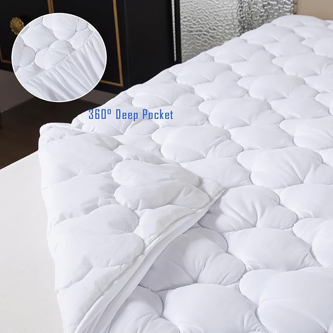 WhatsBedding Twin Mattress Pad, Fitted Twin Mattress Protector Soft - Image 4