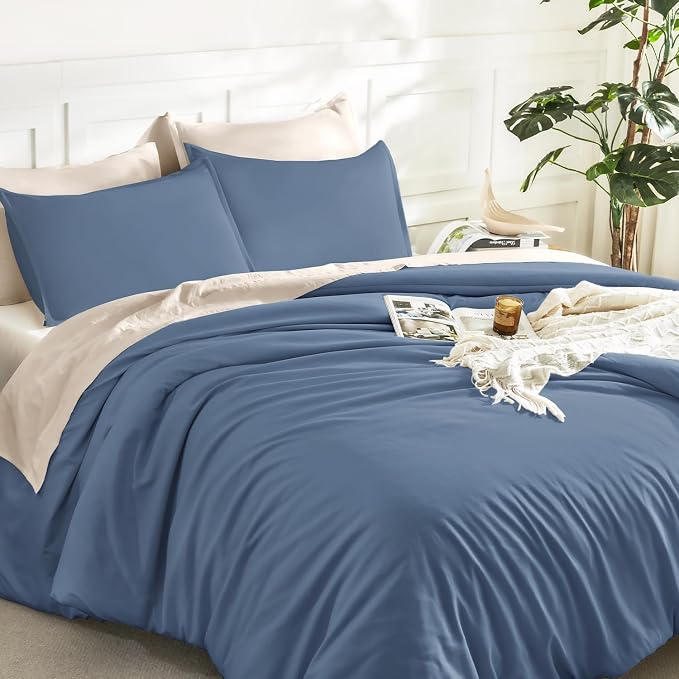 Litanika Haze Blue Comforter King Size, 3 Pieces Lightweight Solid Bedding - Image 5