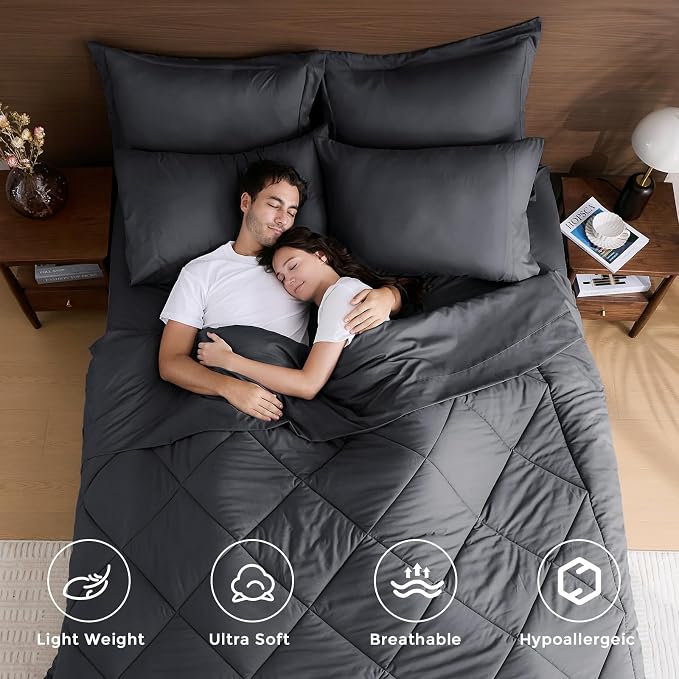 HEVUMYI 7 Pieces Queen Comforter Set, All Season Reversible Bed in a Bag - Image 2