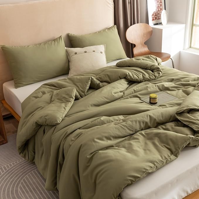 ROSGONIA Oversized King Comforter Olive Green by ROSGONIA