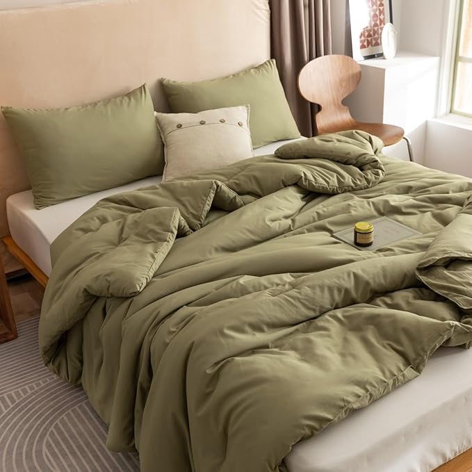 ROSGONIA King Size Comforter Set Olive Green, Lightweight Bedding Blanket All by ROSGONIA