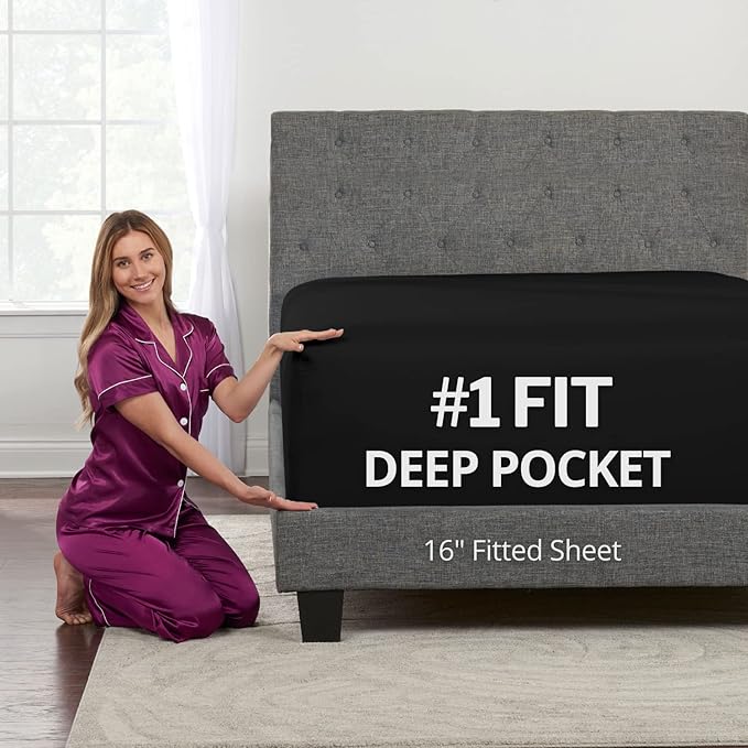 King Fitted Sheet King Size Fitted Sheet Only Deep Pocket – Real 16” Fitted Bed by DeaLuxeBedding
