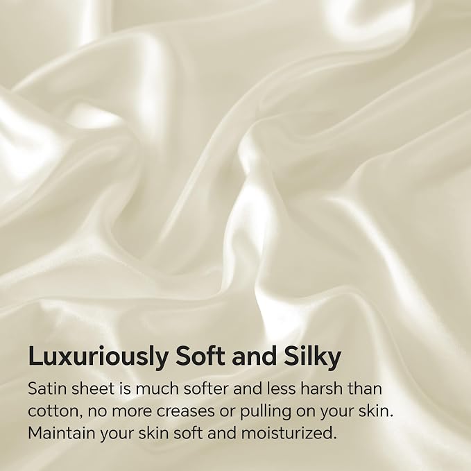 BEDELITE Satin Fitted Sheet and Pillowcase Set, Luxury Soft Similar to Silk - Image 3