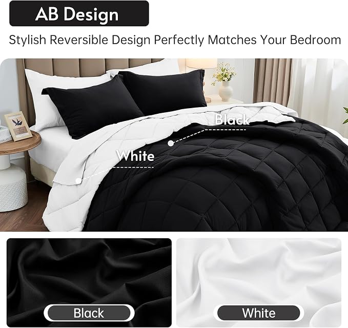 MUXHOMO 7 Pieces California King Comforter Set, Reversible Bed in a Bag Cal - Image 3
