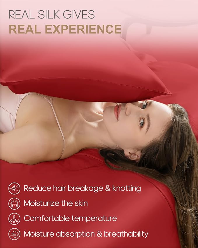 THXSILK Set of 2 100% Pure Mulberry Silk Pillowcases - Image 3