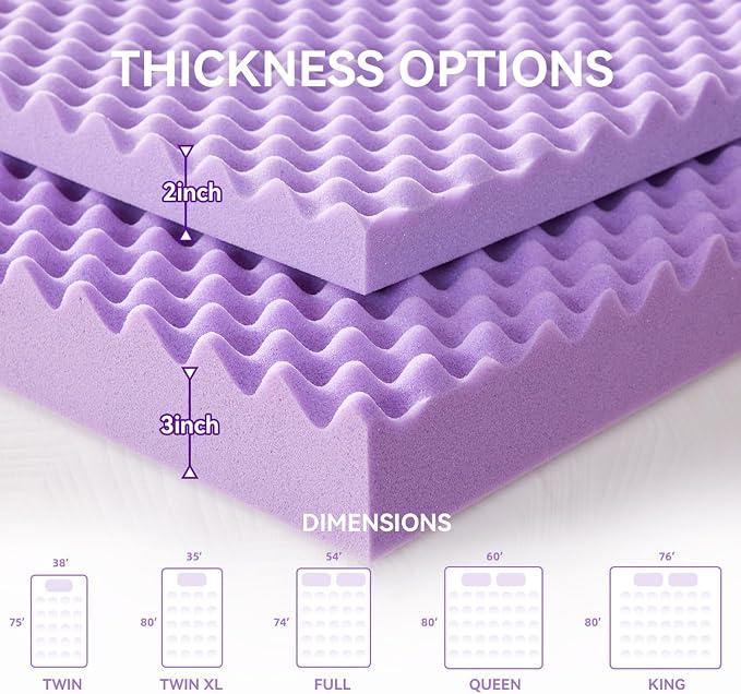 SINWEEK 3 Inch Egg Crate Memory Foam Mattress Topper Full Size, Soft Mattress - Image 7