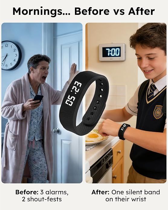 Vibrating Alarm Clock Watch for Heavy Sleepers, Silent Wake Up Bracelet & Smart - Image 3