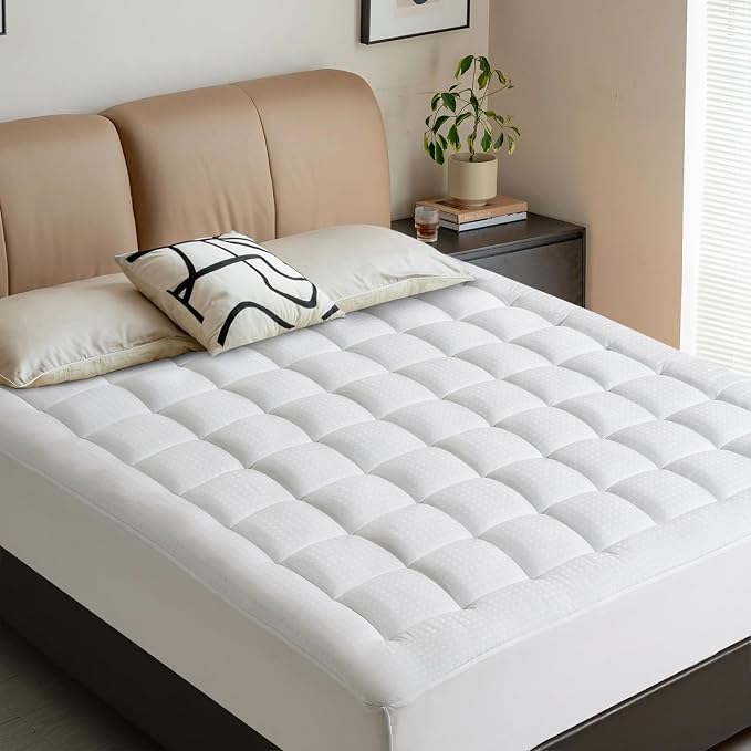 LEISURE TOWN Cotton Mattress Pad King Size Fitted Quilted Mattress Cover Pillow - Image 6