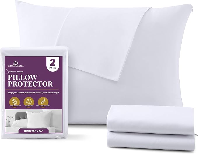 CirclesHome Pillow Protectors 2 Pack King Zippered by CirclesHome