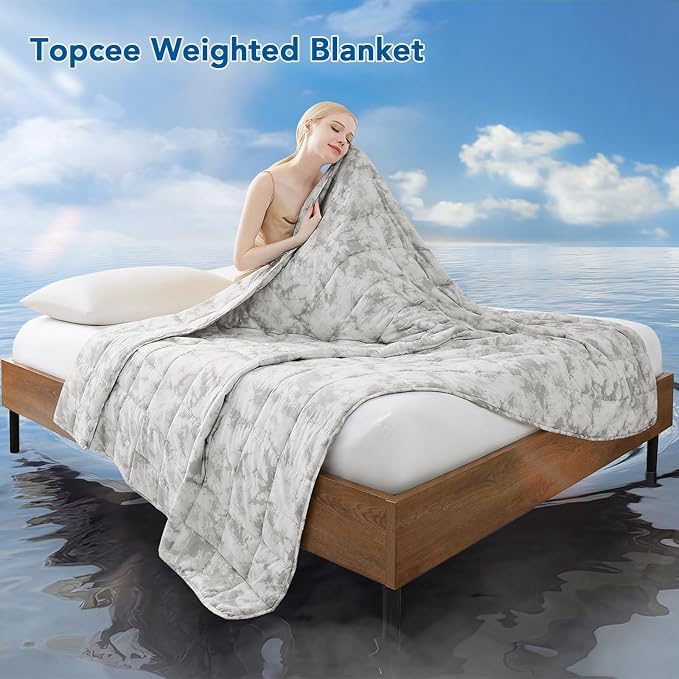 Topcee Weighted Blanket for Adults Twin Size Soft Cooling Heavy Blanket Sleeping - Image 2