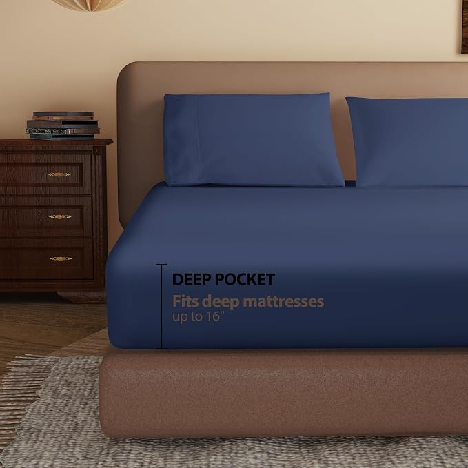 100% Egyptian Cotton Fitted Sheet CK Size, 600 Thread Count, Soft & Elastic - Image 3