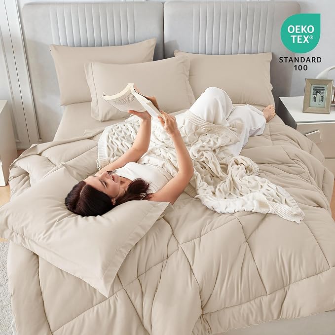 Sasttie Twin Comforter Set, 5 Pieces Bed in a Bag Twin, Complete Bedding Set - Image 5