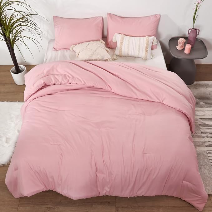 ROSGONIA Pink Comforter Set Queen - Image 5