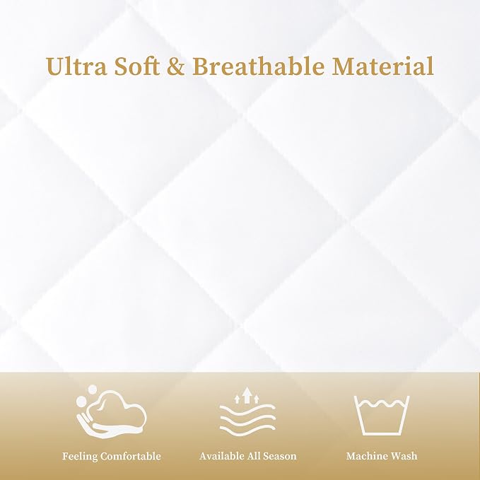 Quilted Fitted Cal King Mattress Pad Cover, Waterproof Mattress Protector - Image 4