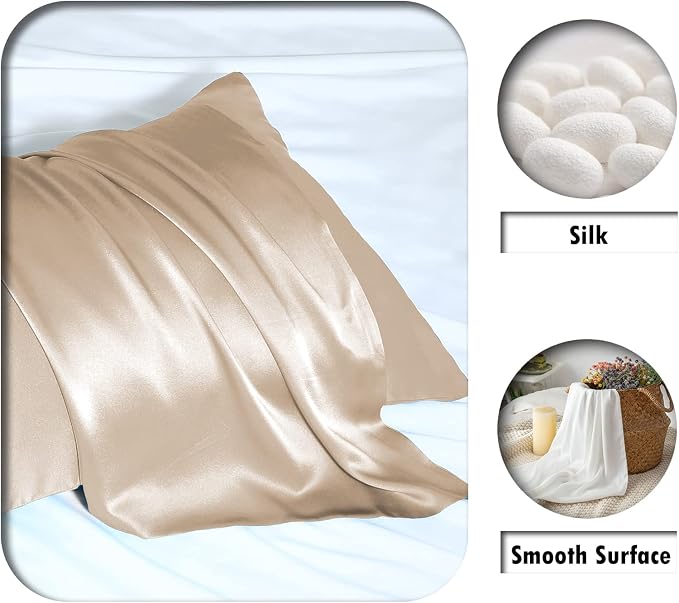 Silk Pillow Cases 2 Pack, Soft Breathable and Sliky Queen Size Pillow Cases Set - Image 2