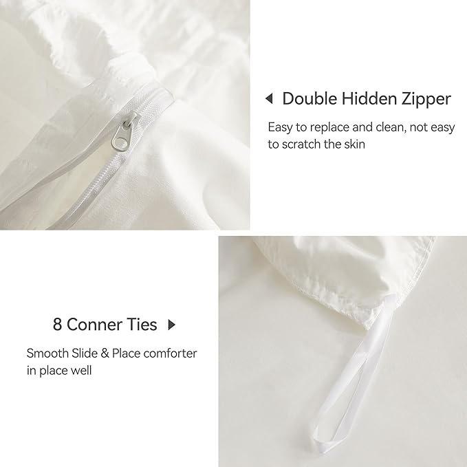 JELLYMONI White Duvet Cover Full Size, Soft Breathable Seersucker Duvet Cover - Image 5