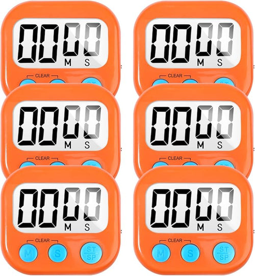 6 Pack Digital Kitchen Timer for Cooking Big Digits Loud Alarm Magnetic Backing by AOUCE