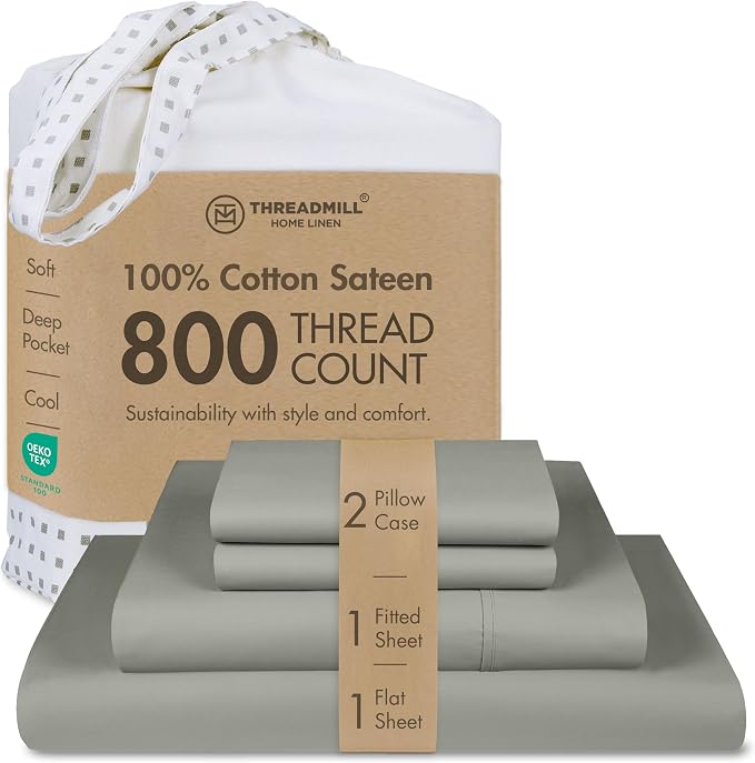 Threadmill Luxury 800 Thread Count King 100% Cotton Sheets by ThreadmillHomeLinen