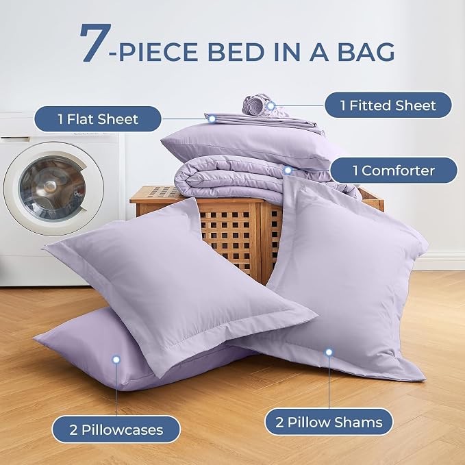 Sasttie Queen Comforter Set, 7 Pieces Bed in a Bag Queen, Complete Bedding Set - Image 6