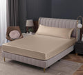 Homiest Taupe Satin Fitted Sheet Queen Size, Deep Pocket, Luxury & Ultra Soft by Homiest