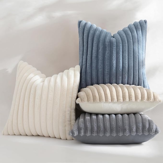 decorUhome Cozy Faux Fur Throw Pillow Covers 18x18 Set of 2 Decorative Soft - Image 5