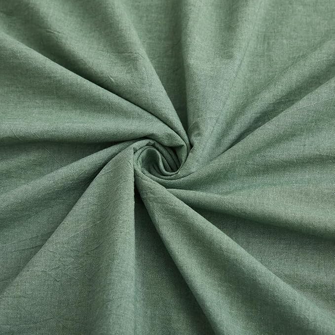 LOVQUE 100% Washed Cotton Duvet Cover Queen Size, Mint Green Fade-Resistant - Image 6