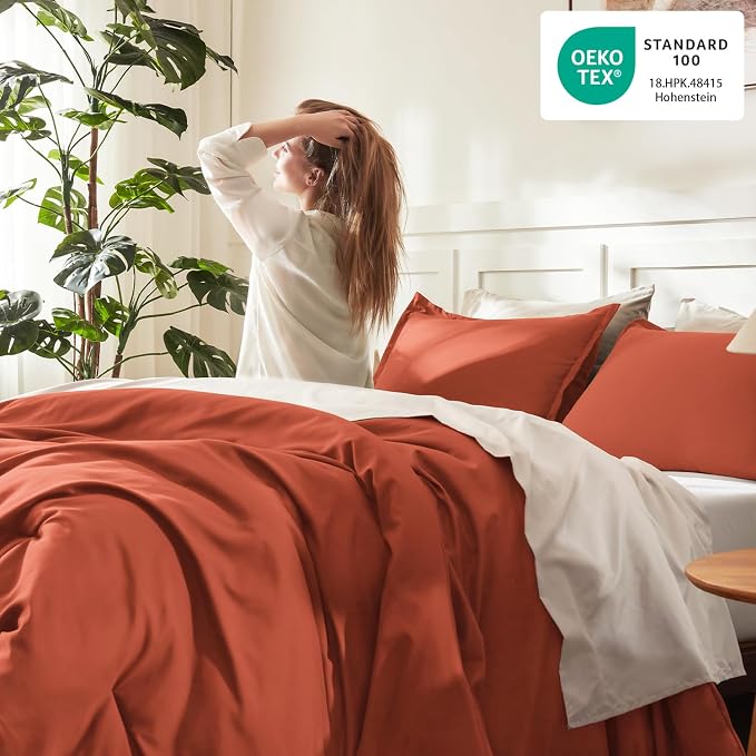 Litanika Comforters Burnt Orange Oversized King Size, 3 Pieces Lightweight - Image 4
