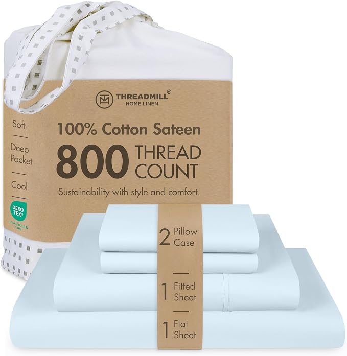 Threadmill Luxury 800 Thread Count California King 100% Cotton Sheets by ThreadmillHomeLinen