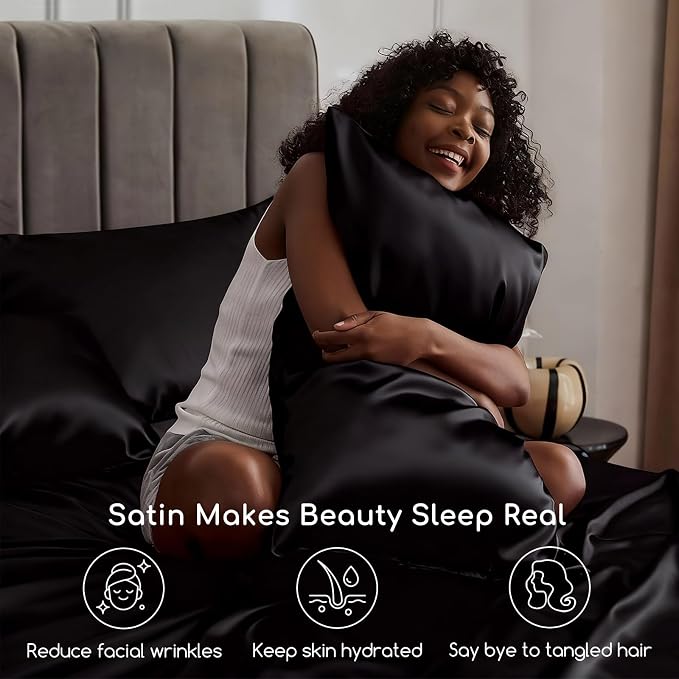 MR&HM Satin Bed Sheets, California King Size Sheets Set - Image 3