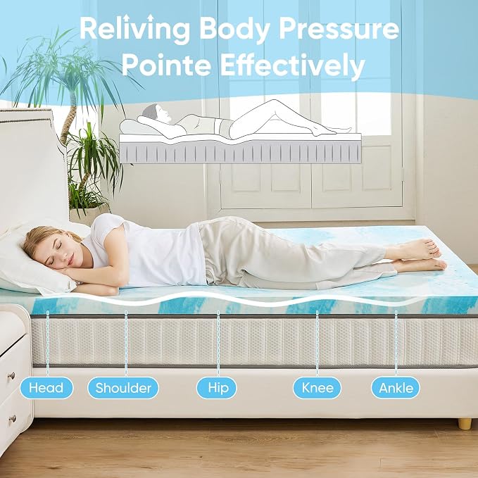 OLIXIS Gel Memory Foam Mattress Topper, Full 3 Inch, Cooling Gel Infused Soft - Image 3