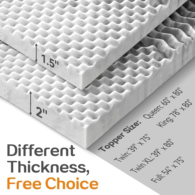 SINWEEK Mattress Topper Memory Foam Mattress Topper 2 Inch Queen Soft Mattress - Image 8