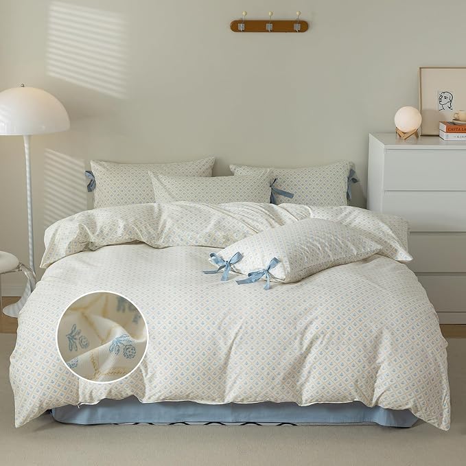 mixinni Blue Floral Duvet Cover Set King - Image 2
