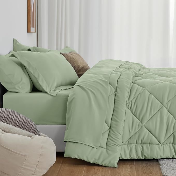 Love's cabin Twin XL Comforter Set Sage, 5 Pieces Twin XL Bed in a Bag - Image 3
