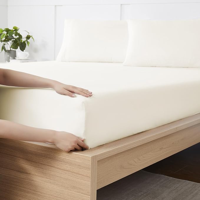 Queen Fitted Sheet Only with Full Elastic & Built in Corner Sheet Straps to by SweetHomeCollection