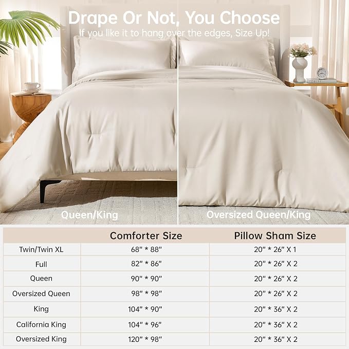 MUXHOMO Beige King Size Comforter Set, All Season Ultra Soft Down Alternative - Image 8