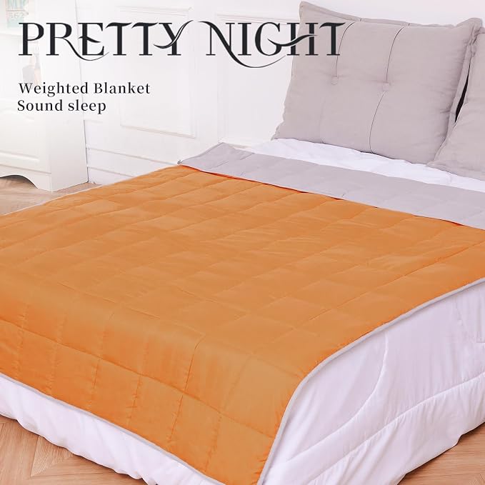 Weighted Blanket 15lbs Queen Size Orange Grey 60"x80" Weighted Blankets - Image 3