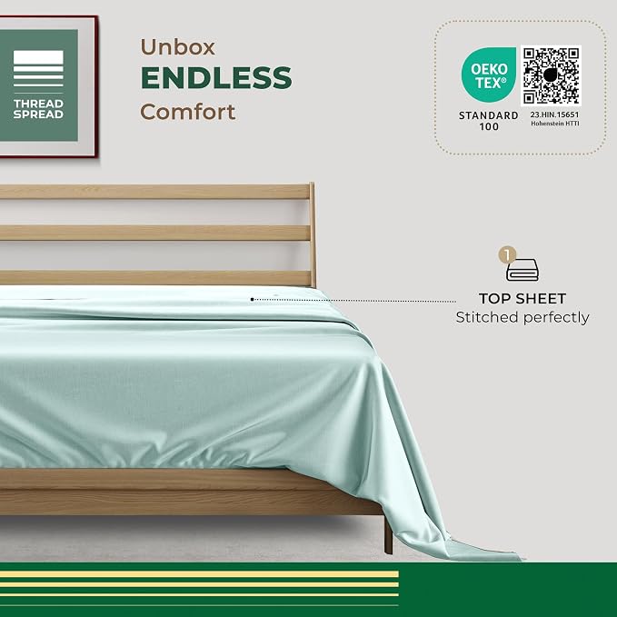 THREAD SPREAD 100% Organic Cotton Percale Flat Sheet Full Size - Image 3