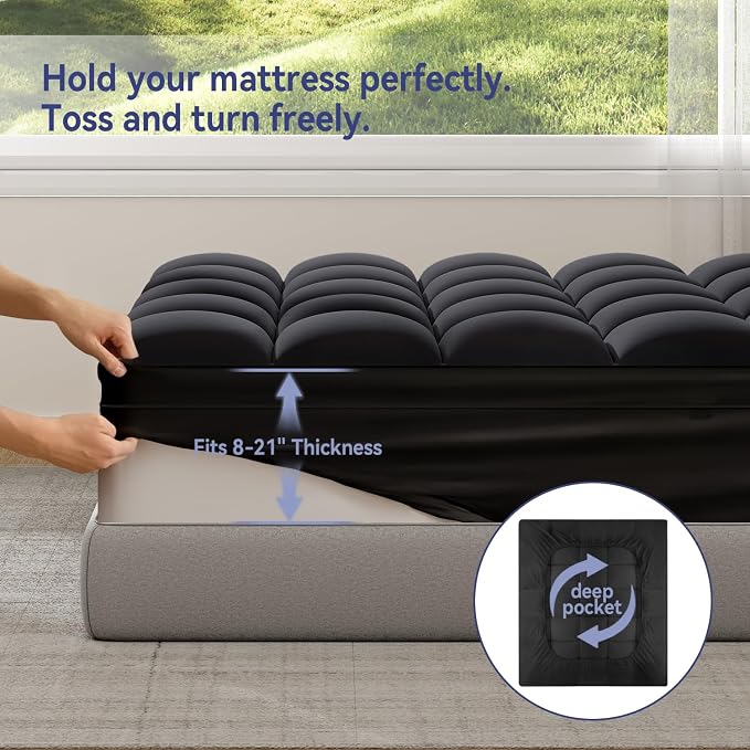 ELEMUSE Full Black Mattress Topper - Image 4