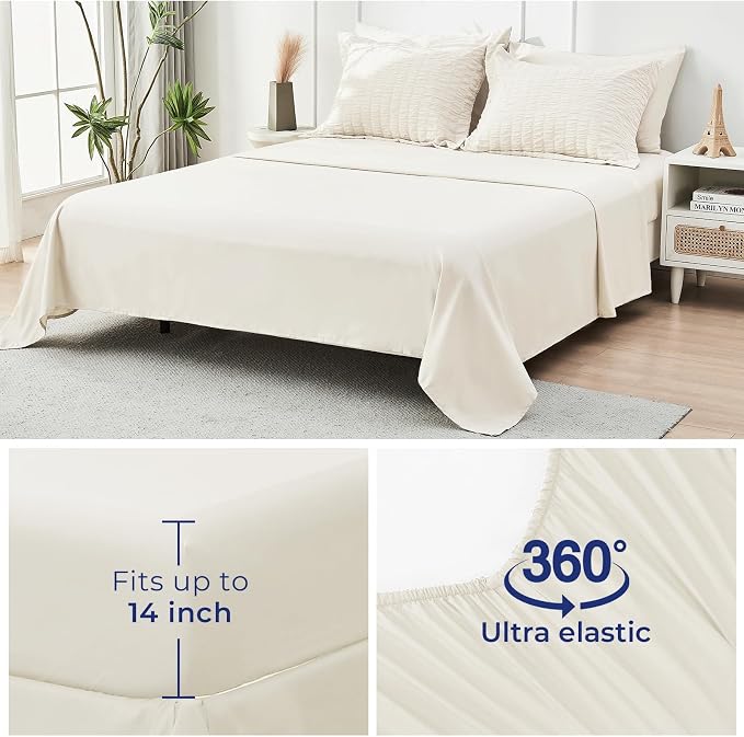 HYMOKEGE Ivory Twin XL Comforter Set Seersucker 5 Pieces, All Season Luxury Bed - Image 7