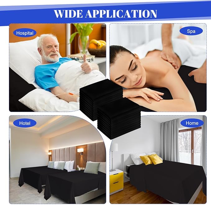 Preboun 10 Pcs Black Flat Sheets Bulk Twin Size Soft Microfiber Top Flat - Image 6